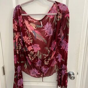 Free People of paradise sheer bell sleeve blouse